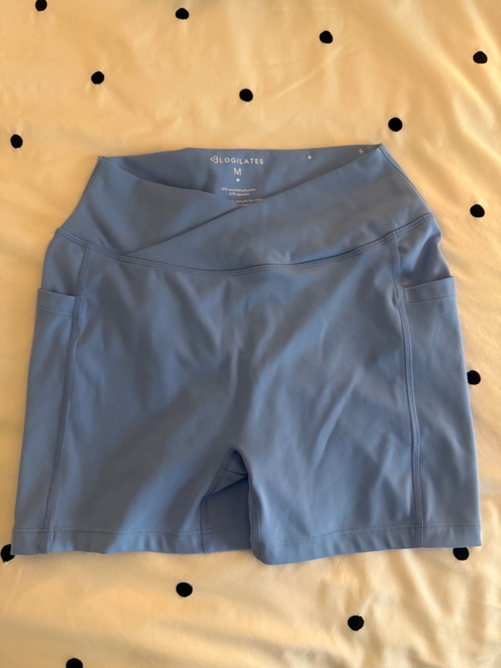Logilates Light Blue High-Rise Bike Shorts